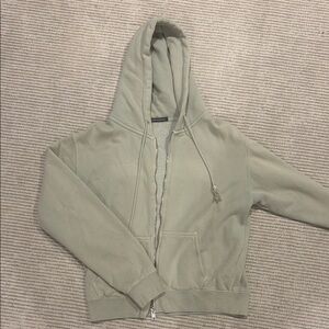 Brandy Melville Green Zip-Up Hoodie Jacket